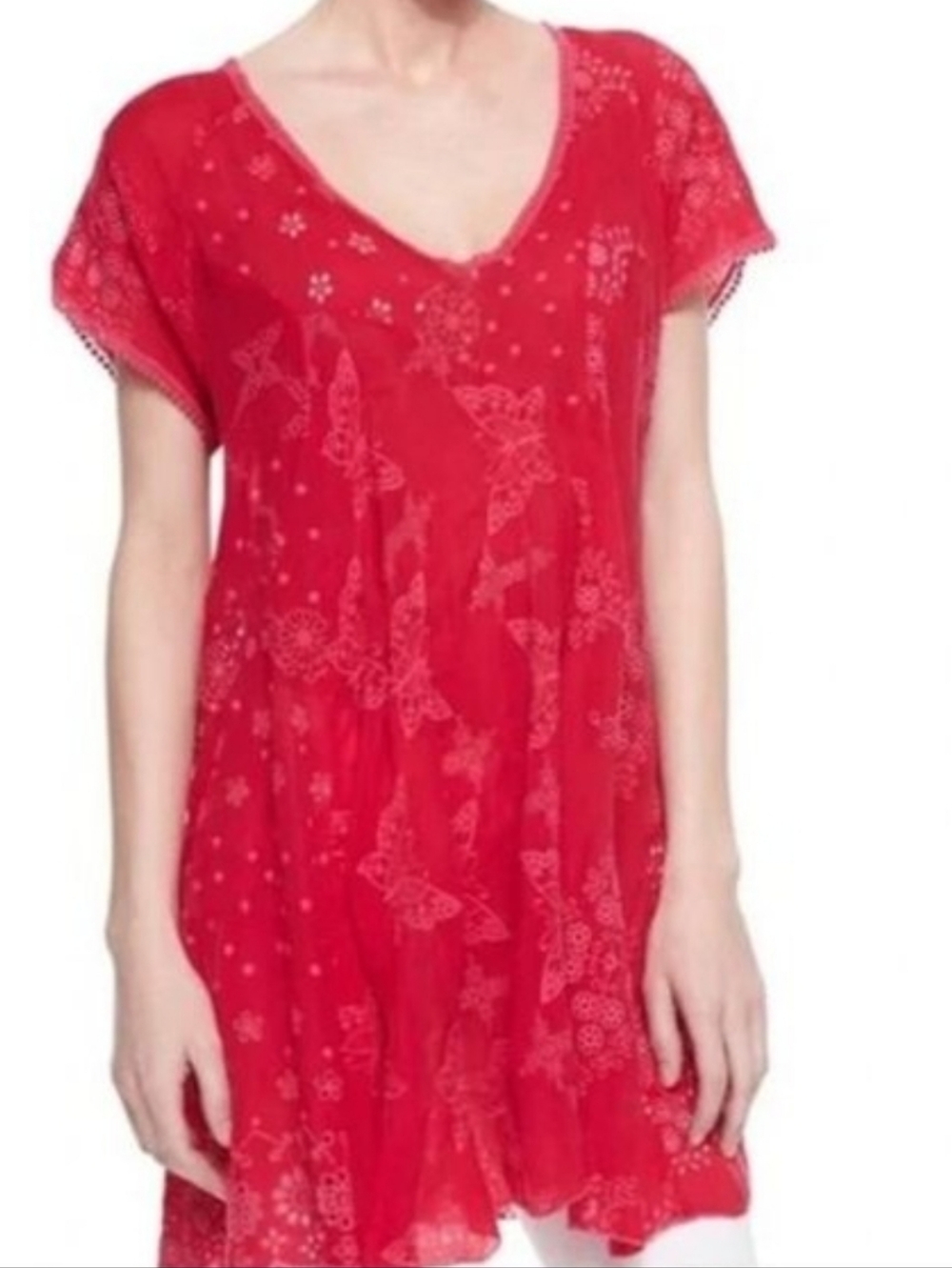 Johnny Was, Eyelet And Embroidered Tunic Dress, M